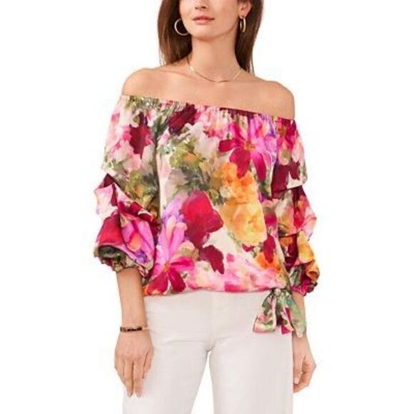 NEW Vince Camuto Whimsical Soft Girl Bubble Sleeve Blouse Size S NWT - Picture 1 of 15
